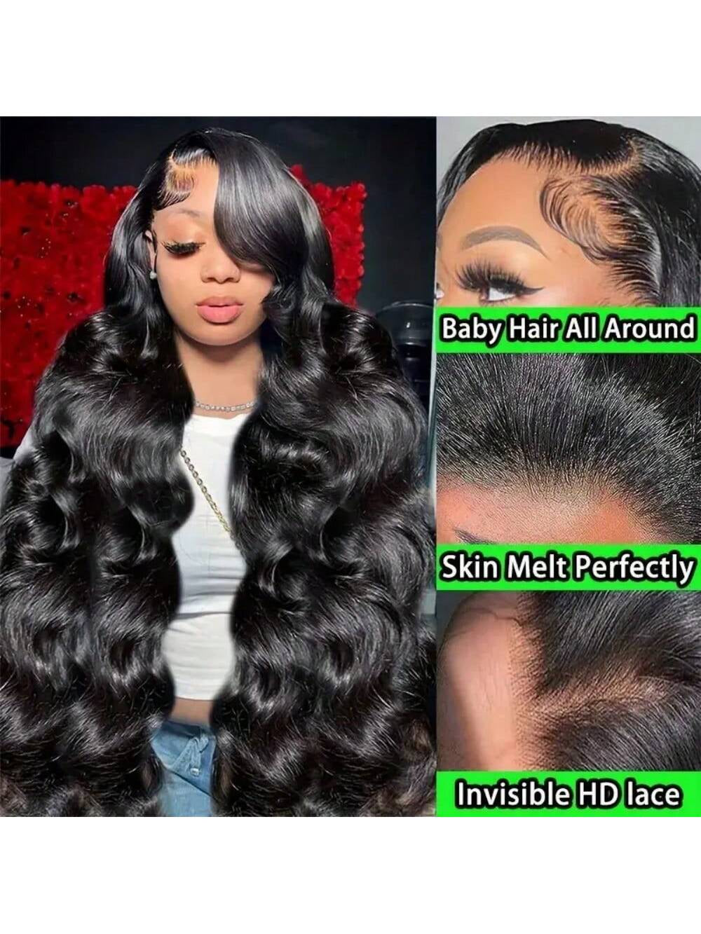 38-42Inch 13X4 Ear to Ear Body Wave Lace Front Wigs Human Hair 200% HD Transparent Frontal Glueless Air Wigs Human Hair with Baby Hair for Women High Density Brazilian Virgin 5X5 13X6 Human Hair Wig