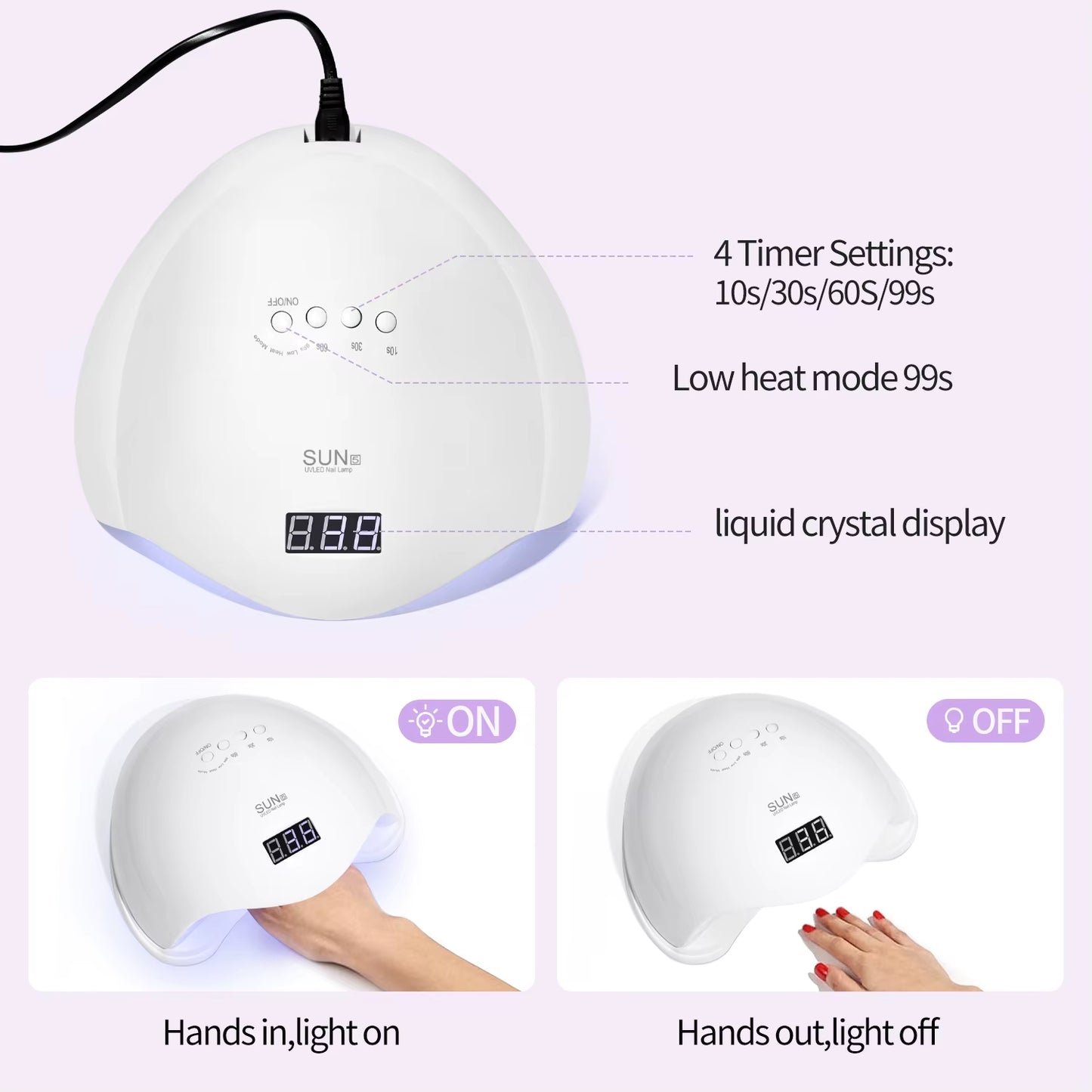 YIKOOLIN UV LED Nail Lamp 48W for Professional Saloon Fast Nail Gel Dryer with 4 Timers Automatic Sensor LCD Display