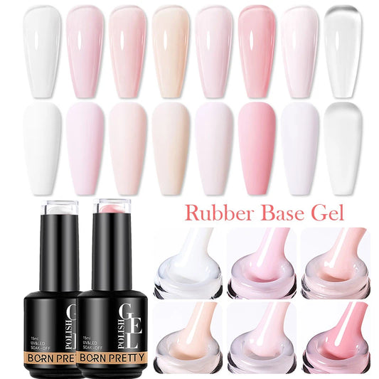 Milky Pink Rubber Base Gel Nail Polish Glitter 15Ml Semi-Permanent Varnish Soak off Self Leveling UV LED Gel